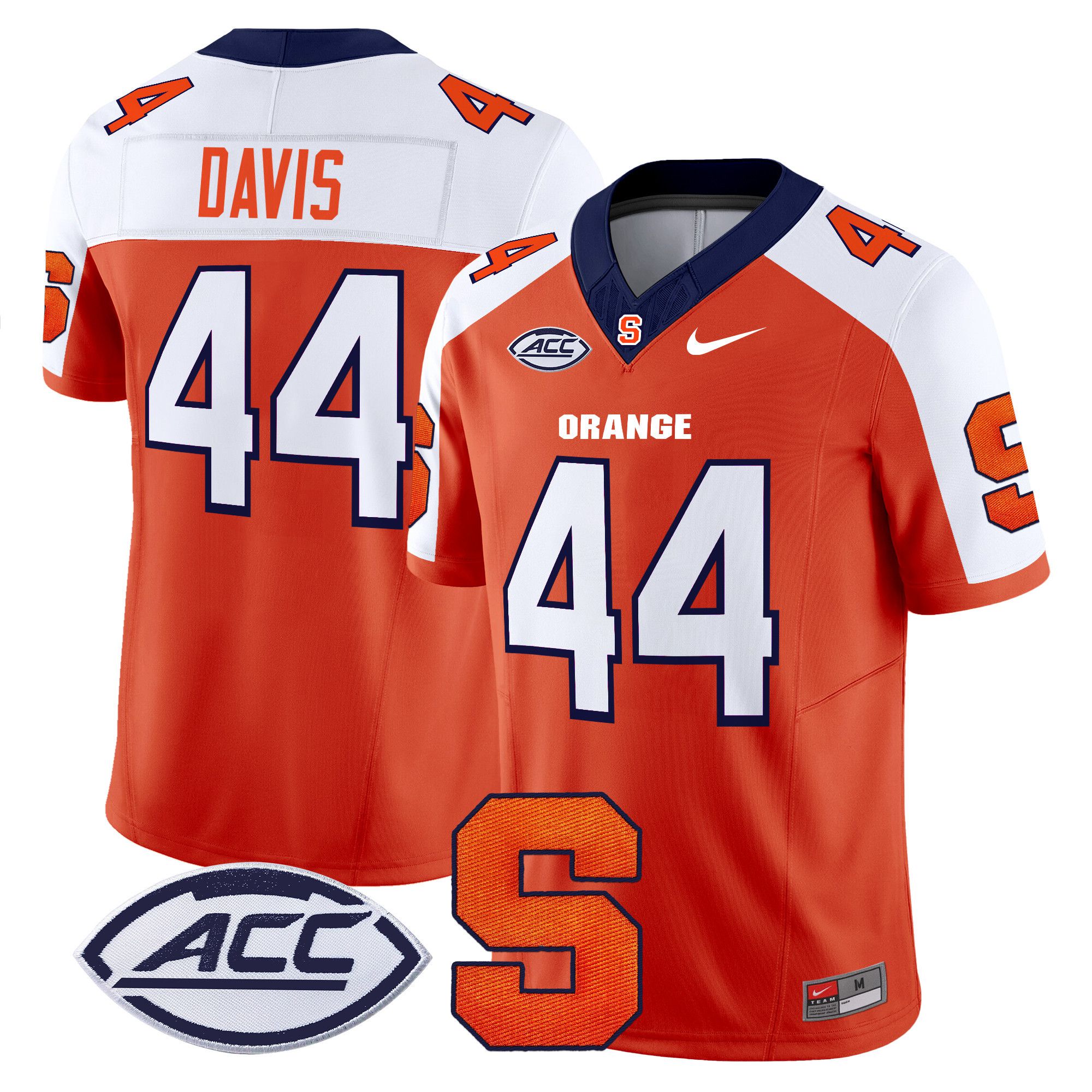 Men Syracuse Orange #44 Davis Orange Nike 2024 Vapor Limited NCAA Jersey